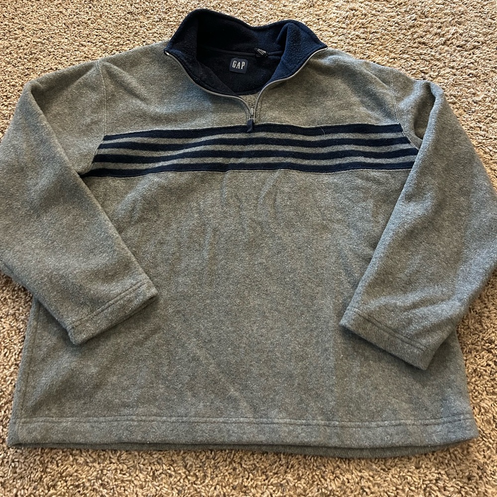 GAP 1/2 Zip Pullover Fleece Sweater Gray Blue 100% Polyester Long Sleeves medium